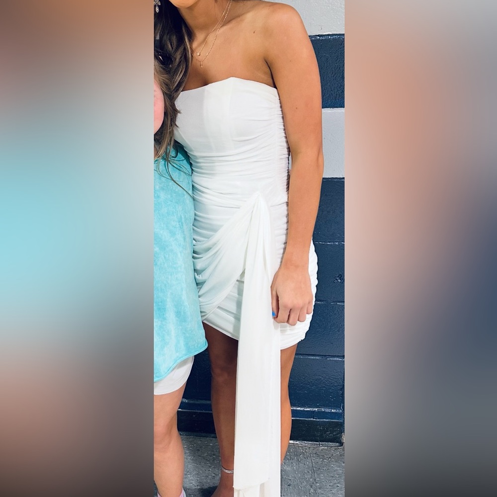 Elegant White Ruched Dress